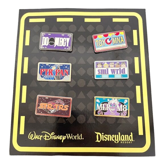 Disney Park Attractions Star Tours Haunted Mansion License Plate Booster Pin Set - Picture 1 of 11